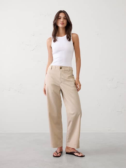 Straight High-Rise Utility Twill Pant