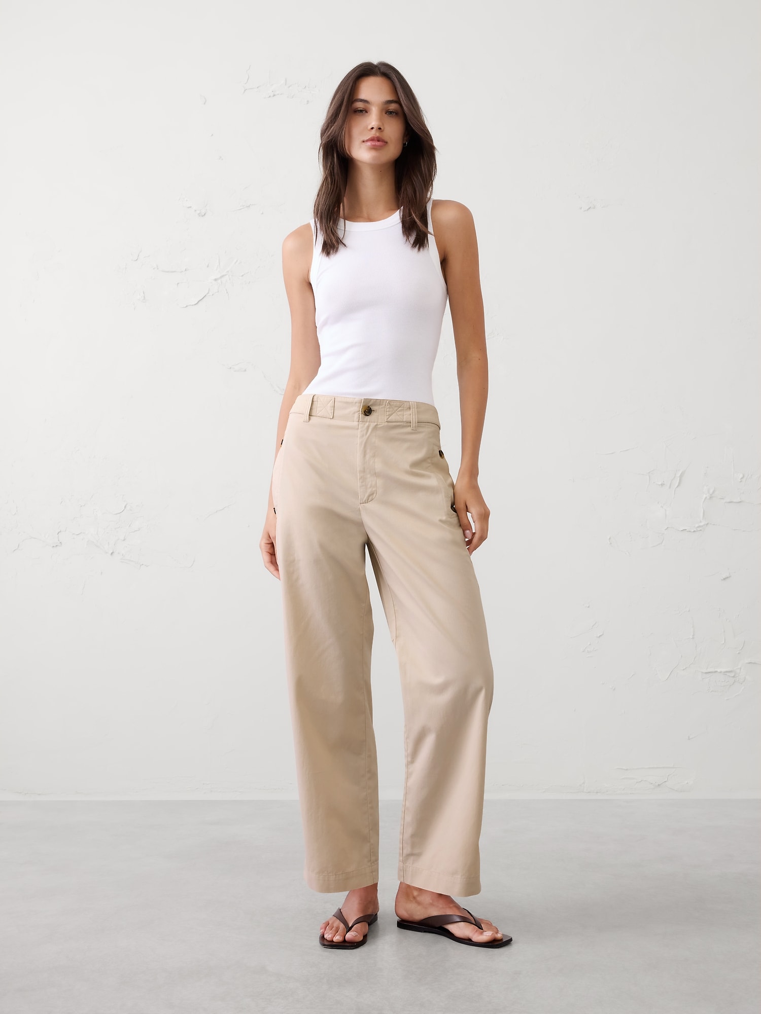 Straight High-Rise Utility Twill Pant