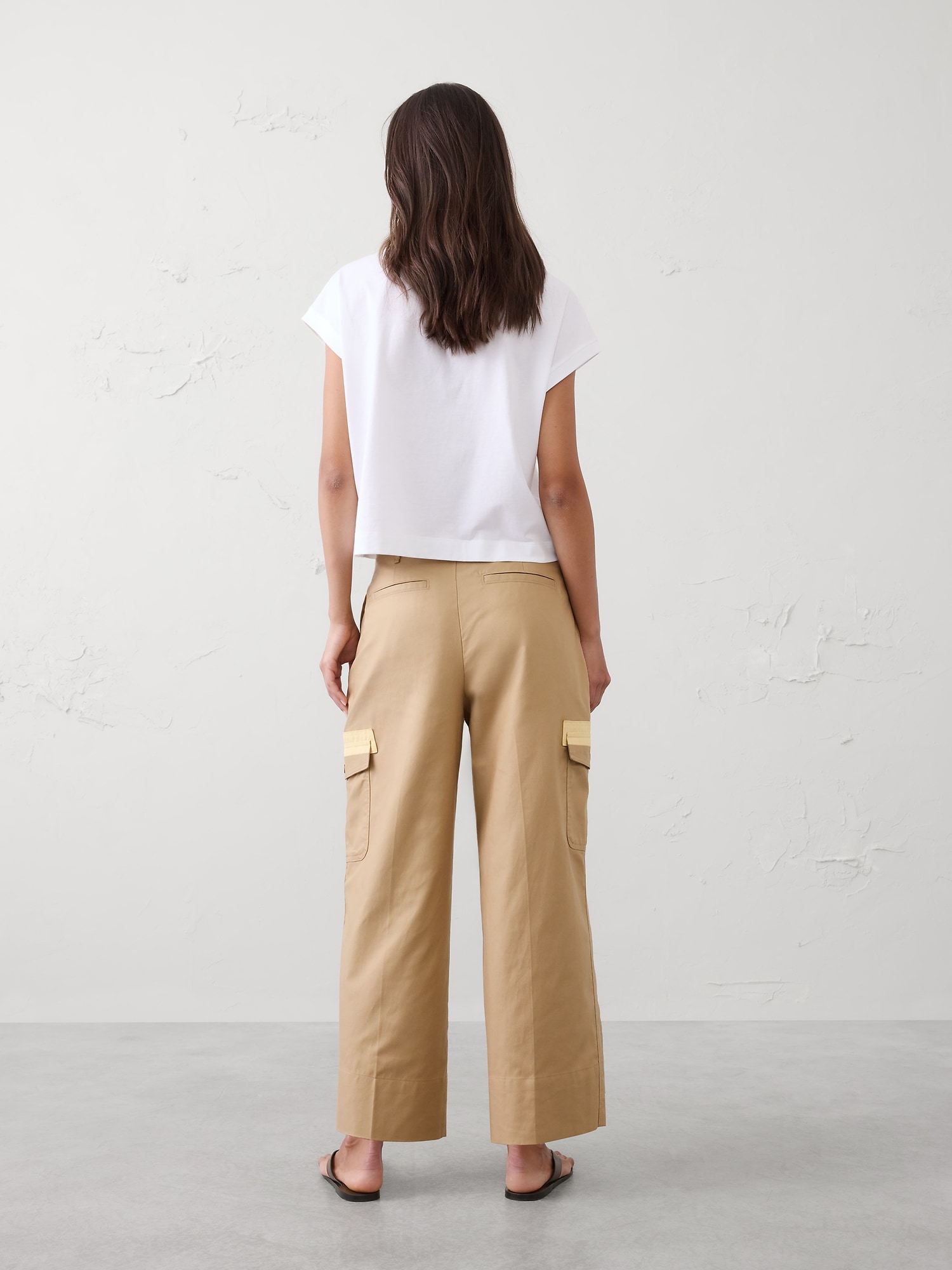 Image number 2 showing, High-Rise Wide-Leg Twill Cargo Cropped Pant