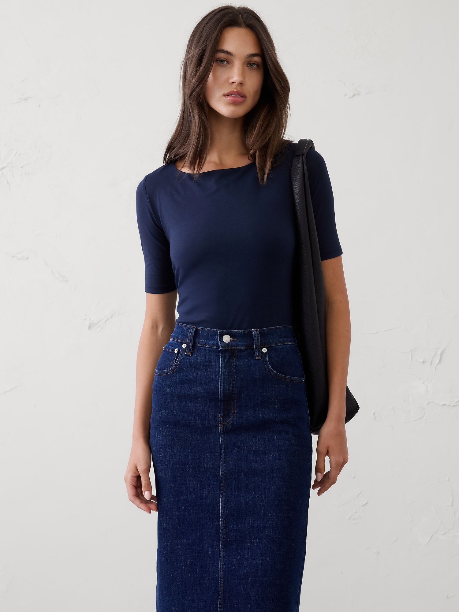 Soft Stretch Elbow-Sleeve Top