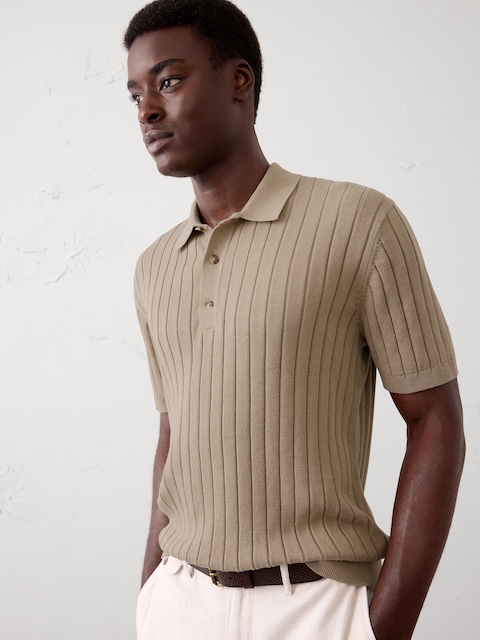Wide-Ribbed Sweater Polo