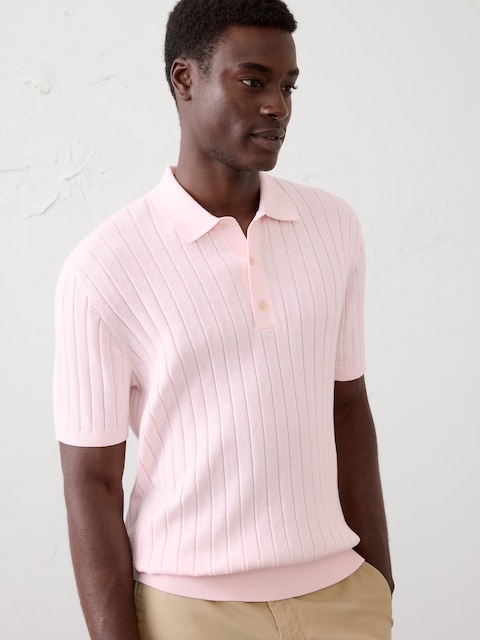 Wide-Ribbed Sweater Polo