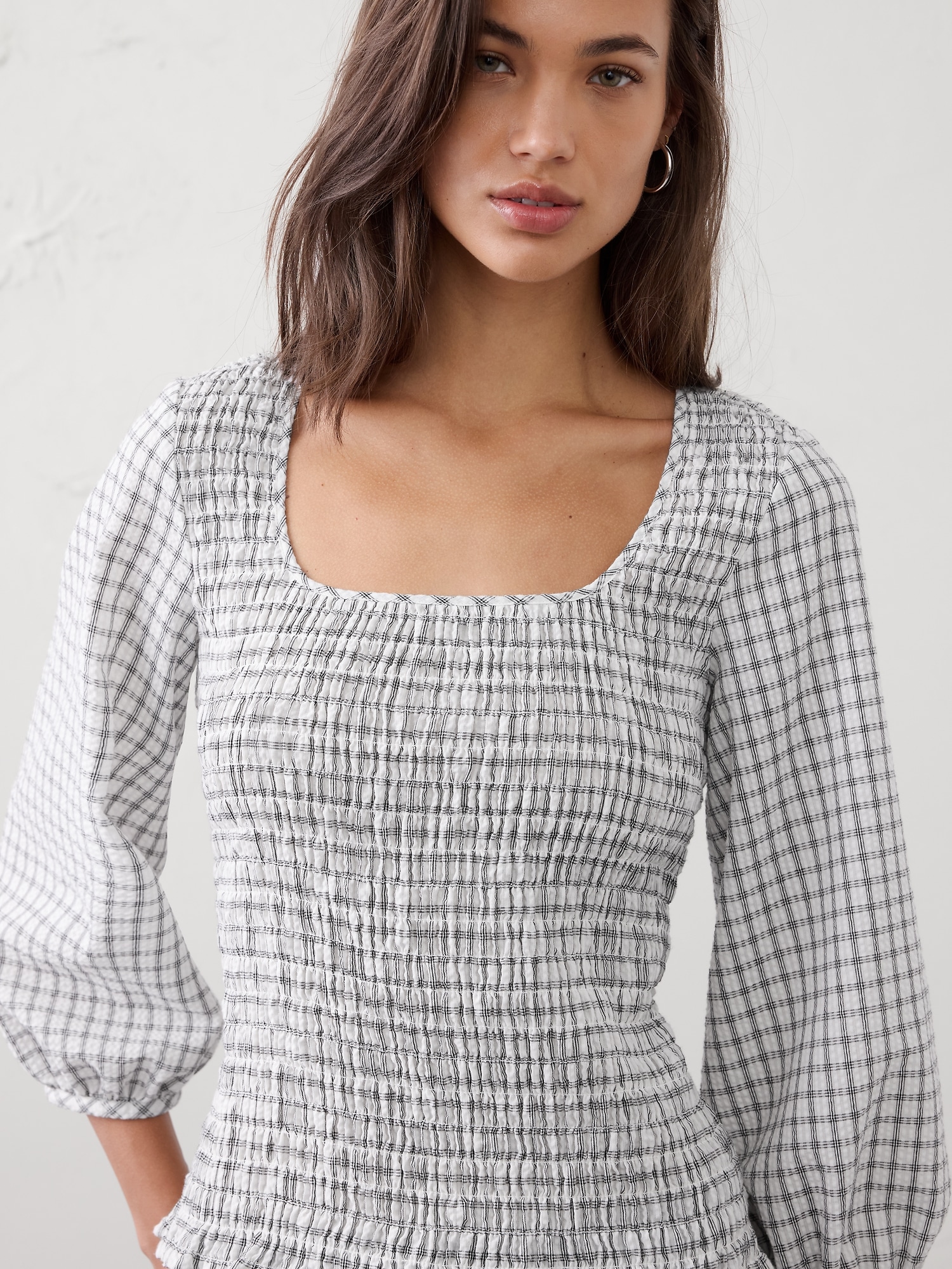 Image number 3 showing, Seersucker Smocked-Bodice Top