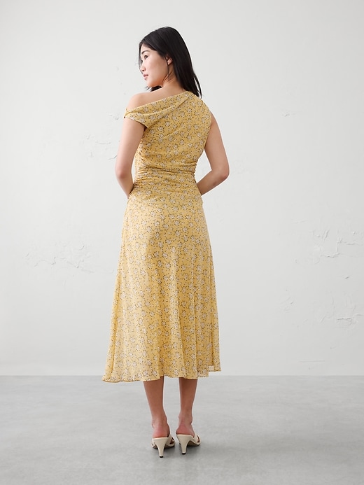 knee length dresses for ladies asymmetrical ruched midi dress  BLANCORE