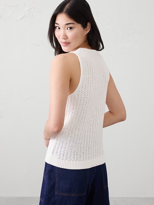 Cotton-Blend Textured Sweater Tank
