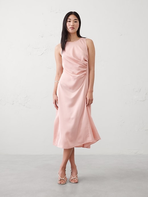 Racer Side-Shirred Midi Dress