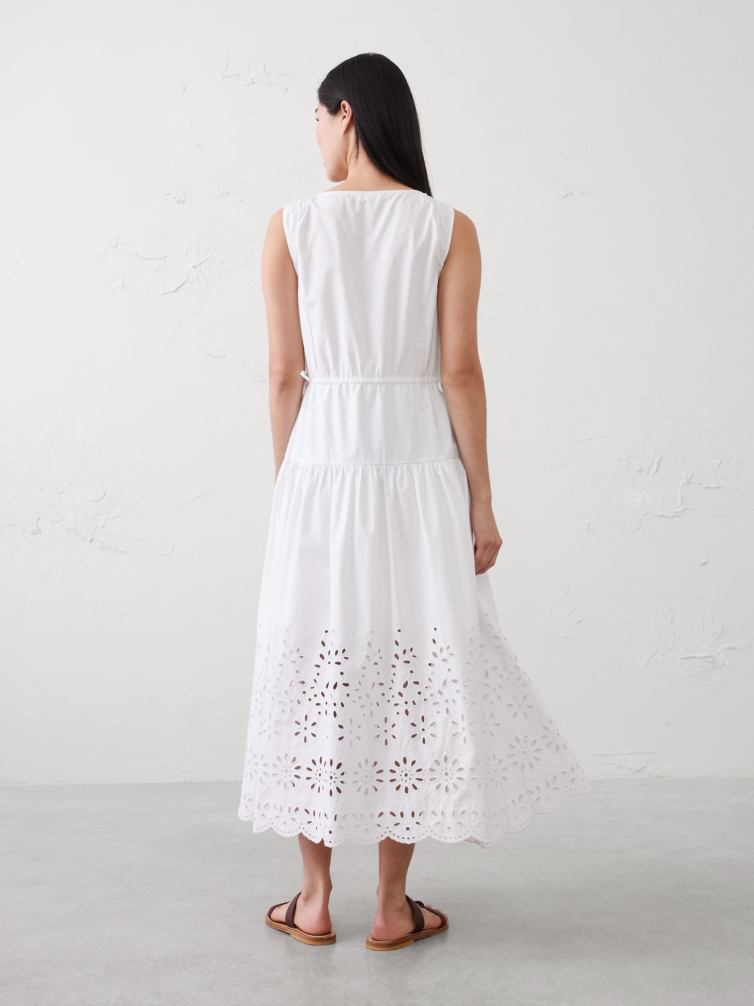 Image number 2 showing, Poplin Eyelet-Hem Midi Dress