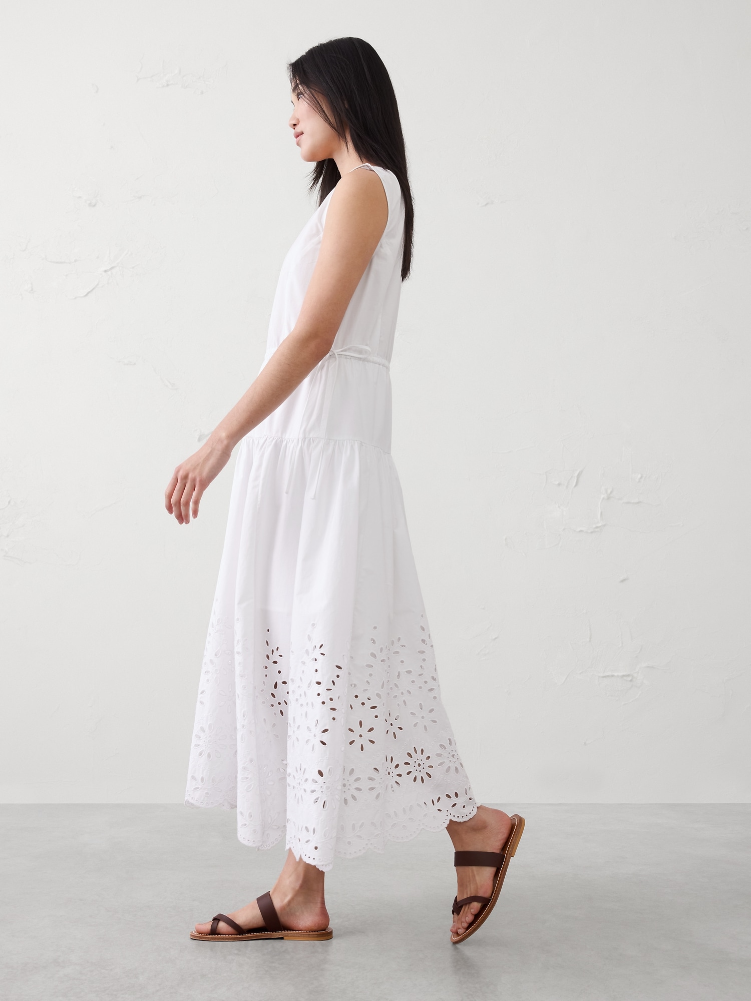 Image number 3 showing, Poplin Eyelet-Hem Midi Dress