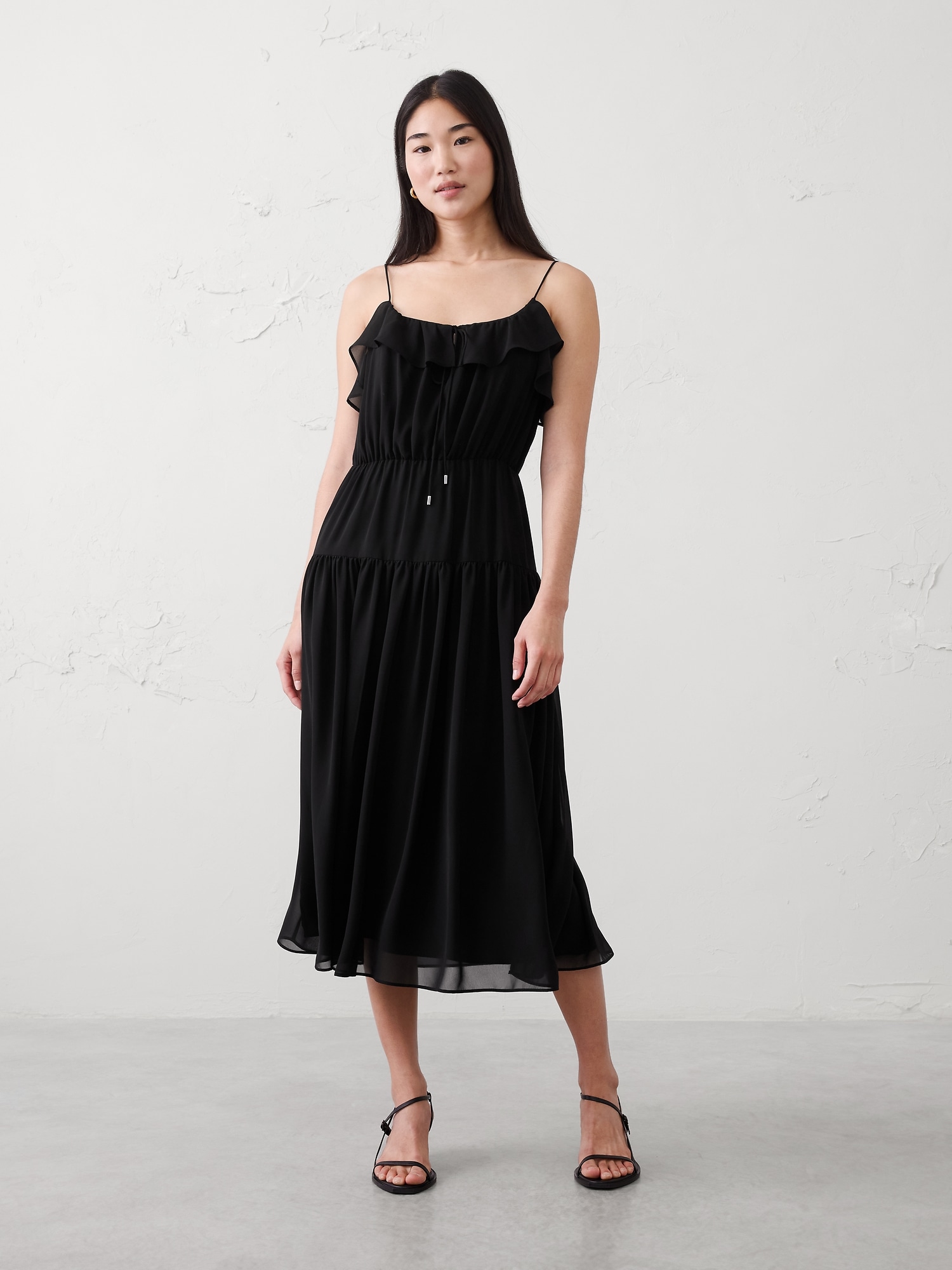 Chiffon Ruffle Midi Dress