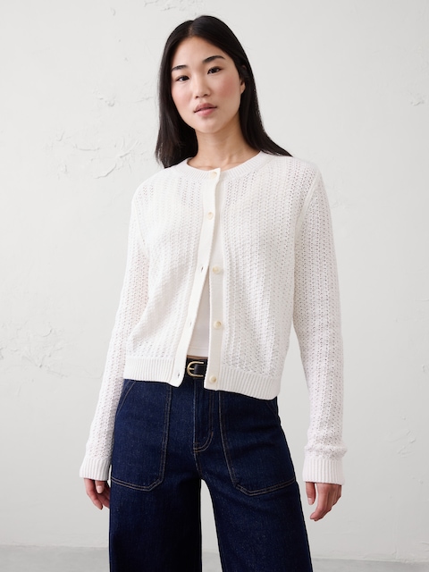 Cotton-Blend Textured Cardigan