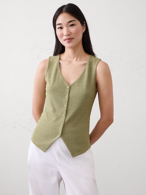 Jacquard Crinkled Vest Top