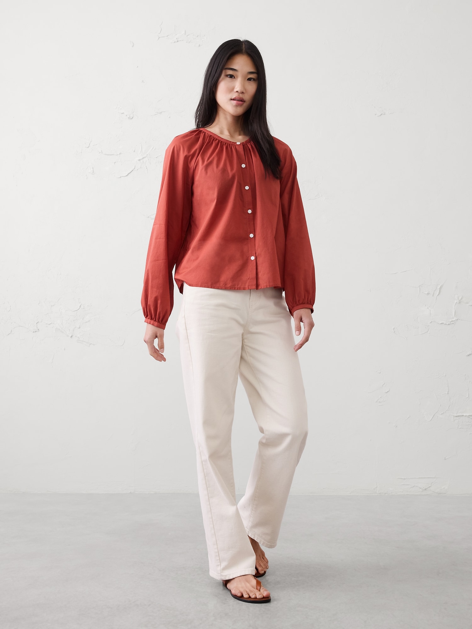 Voile Puff-Sleeve Shirt