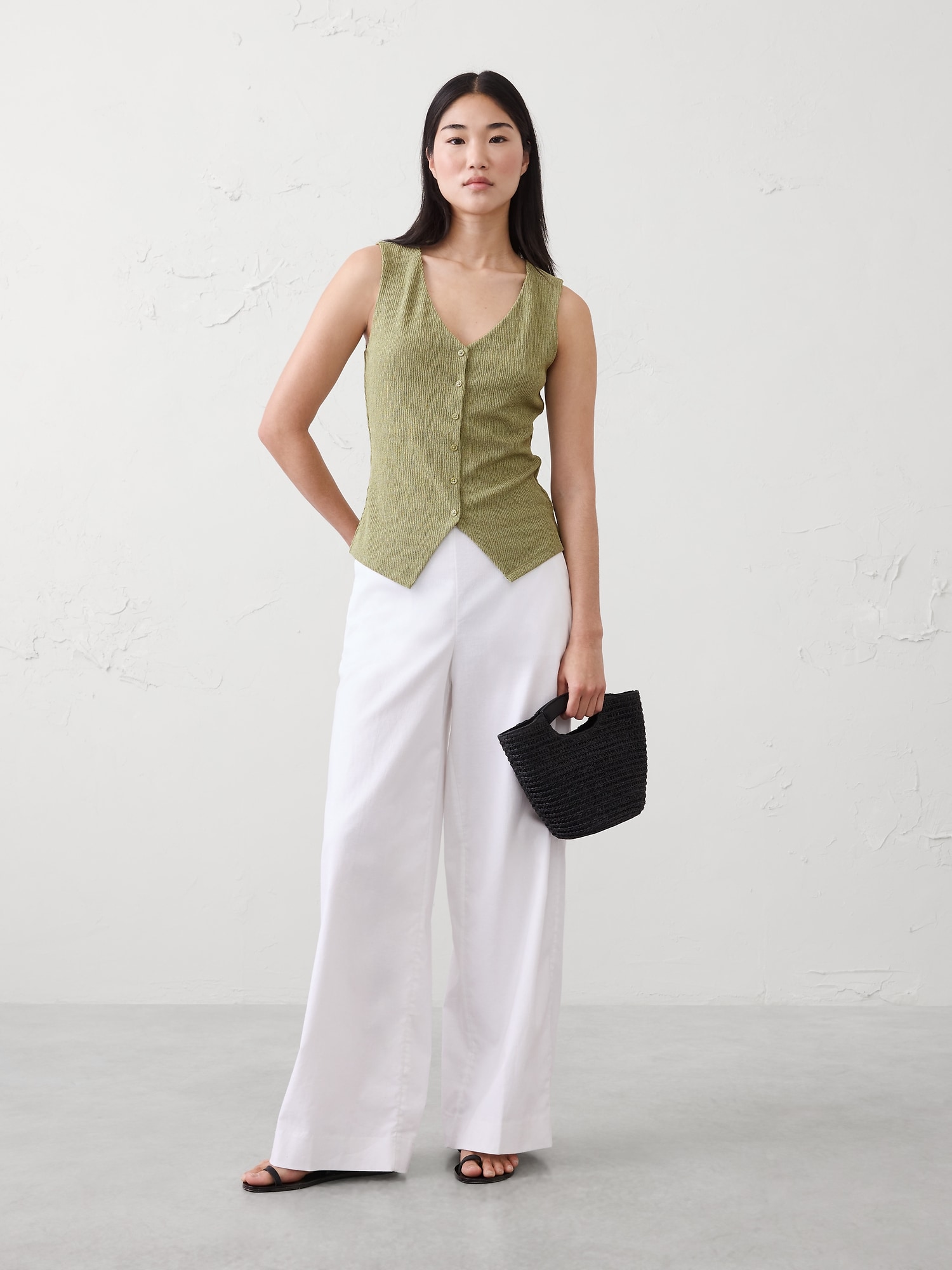 Image number 3 showing, Jacquard Crinkled Vest Top