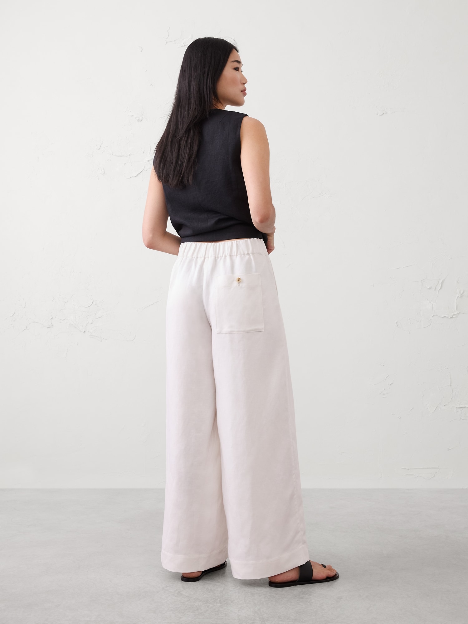 Image number 2 showing, Wide-Leg Mid-Rise Pleated Pull-On Pant