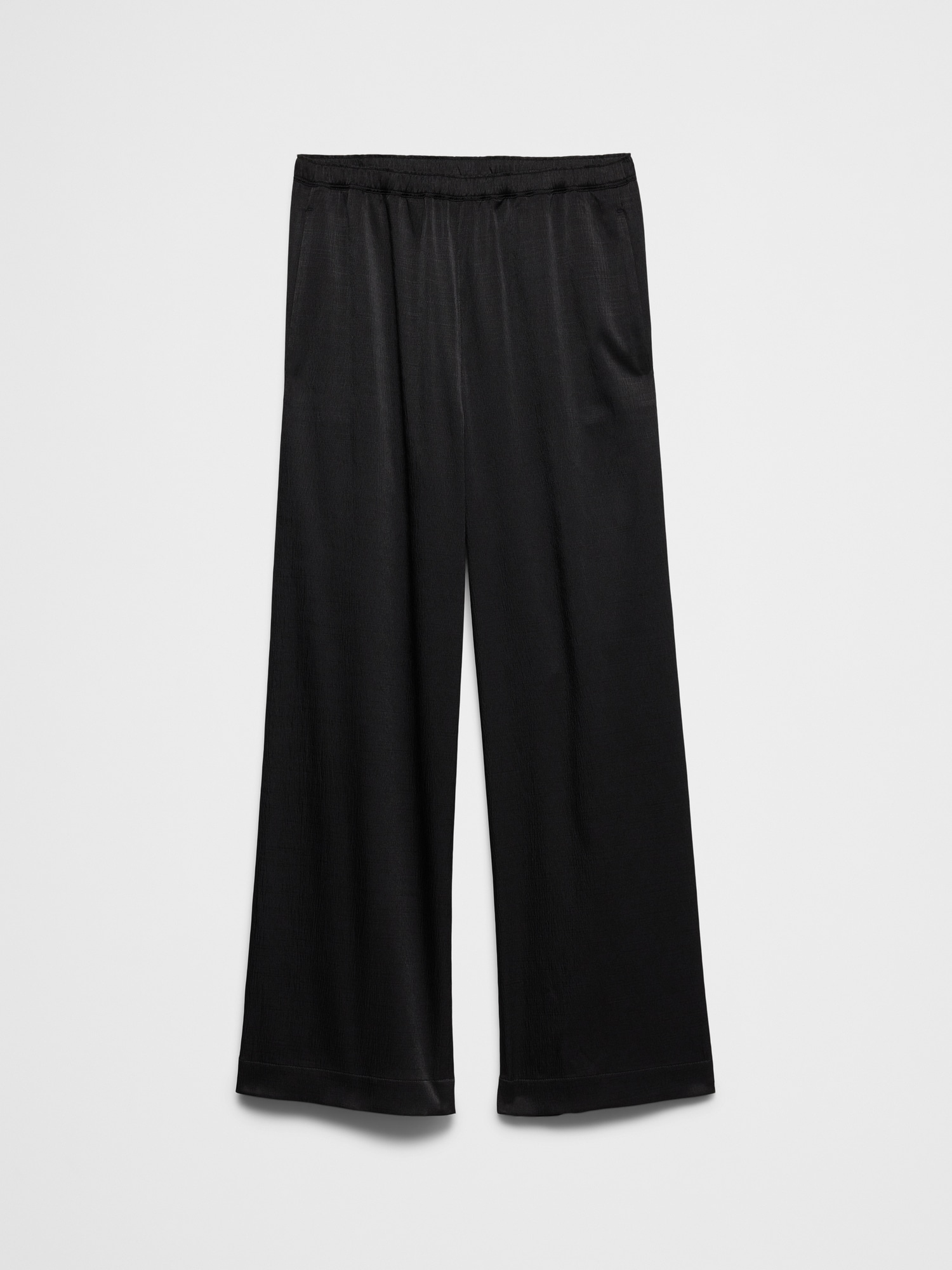 Image number 4 showing, Wide-Leg High-Rise Crinkle Satin Pull-On Pant