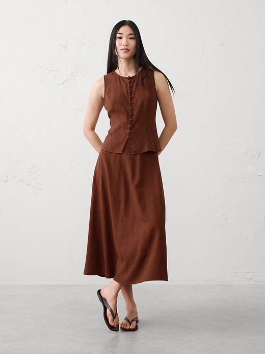 Linen-Blend Tie-Back Vest