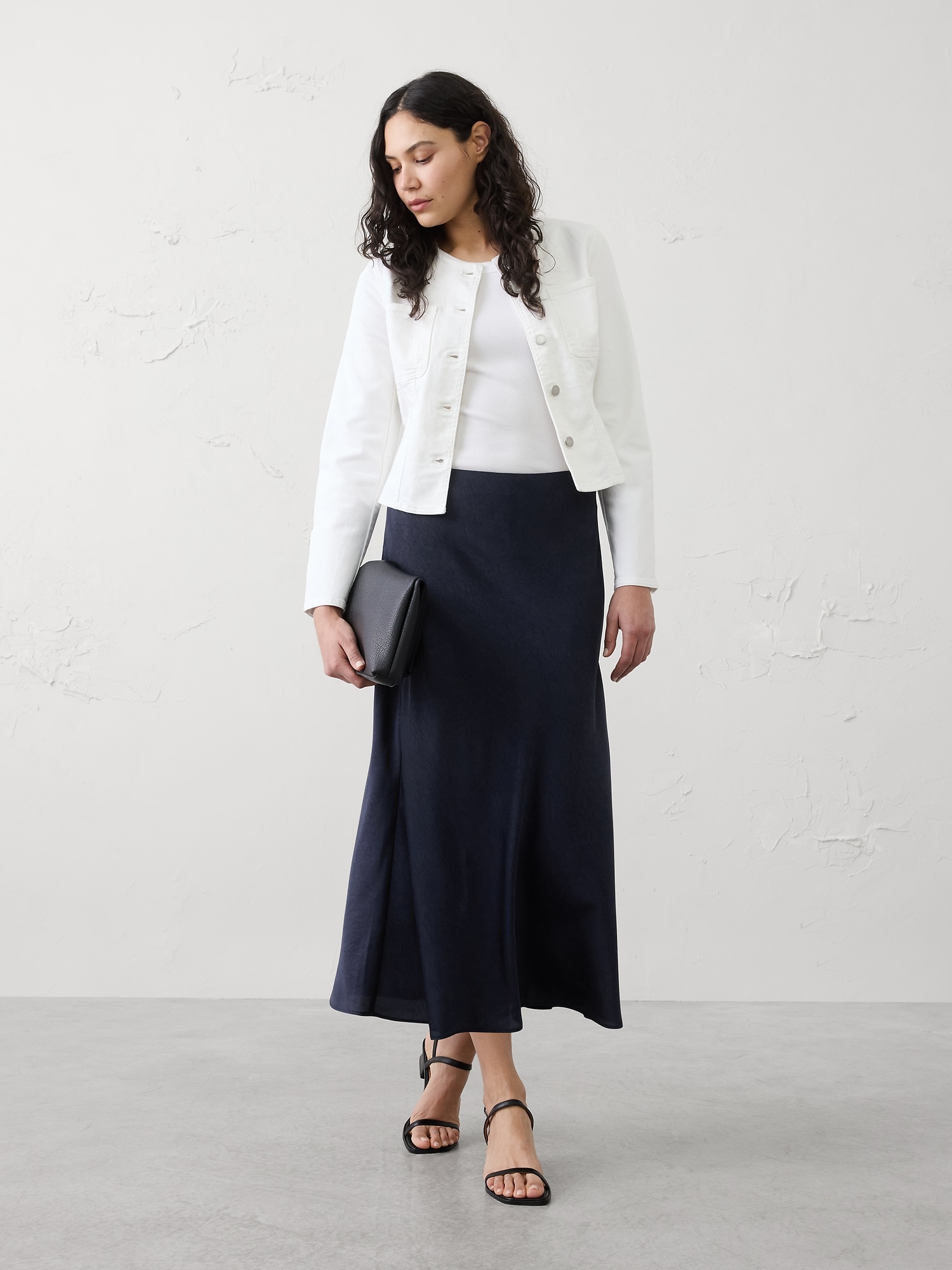 Image number 1 showing, Crushed Satin Midi Skirt