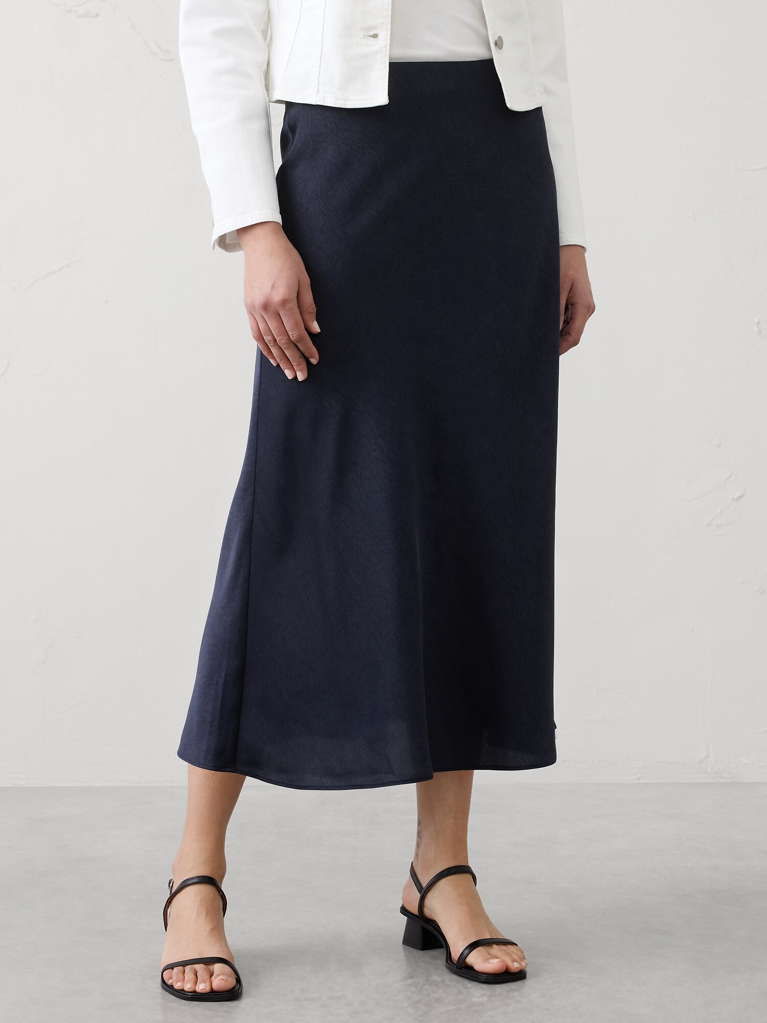 Image number 3 showing, Crushed Satin Midi Skirt