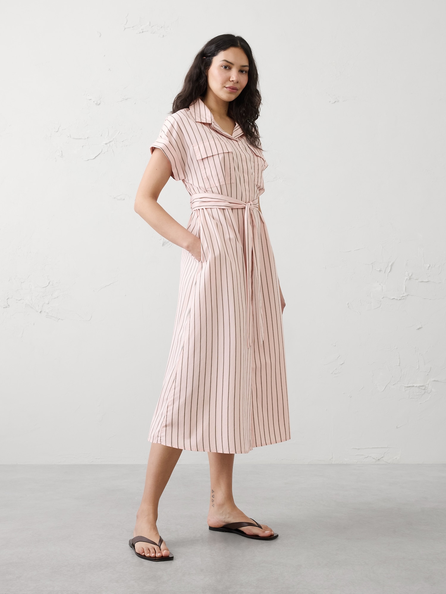 Poplin Utility Midi Shirtdress