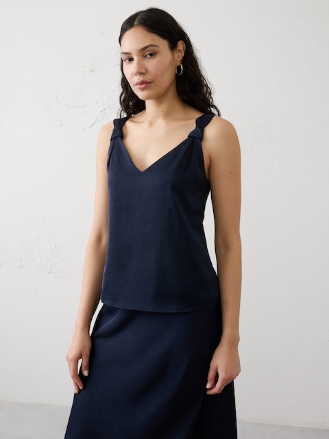 Knotted V-Neck Top