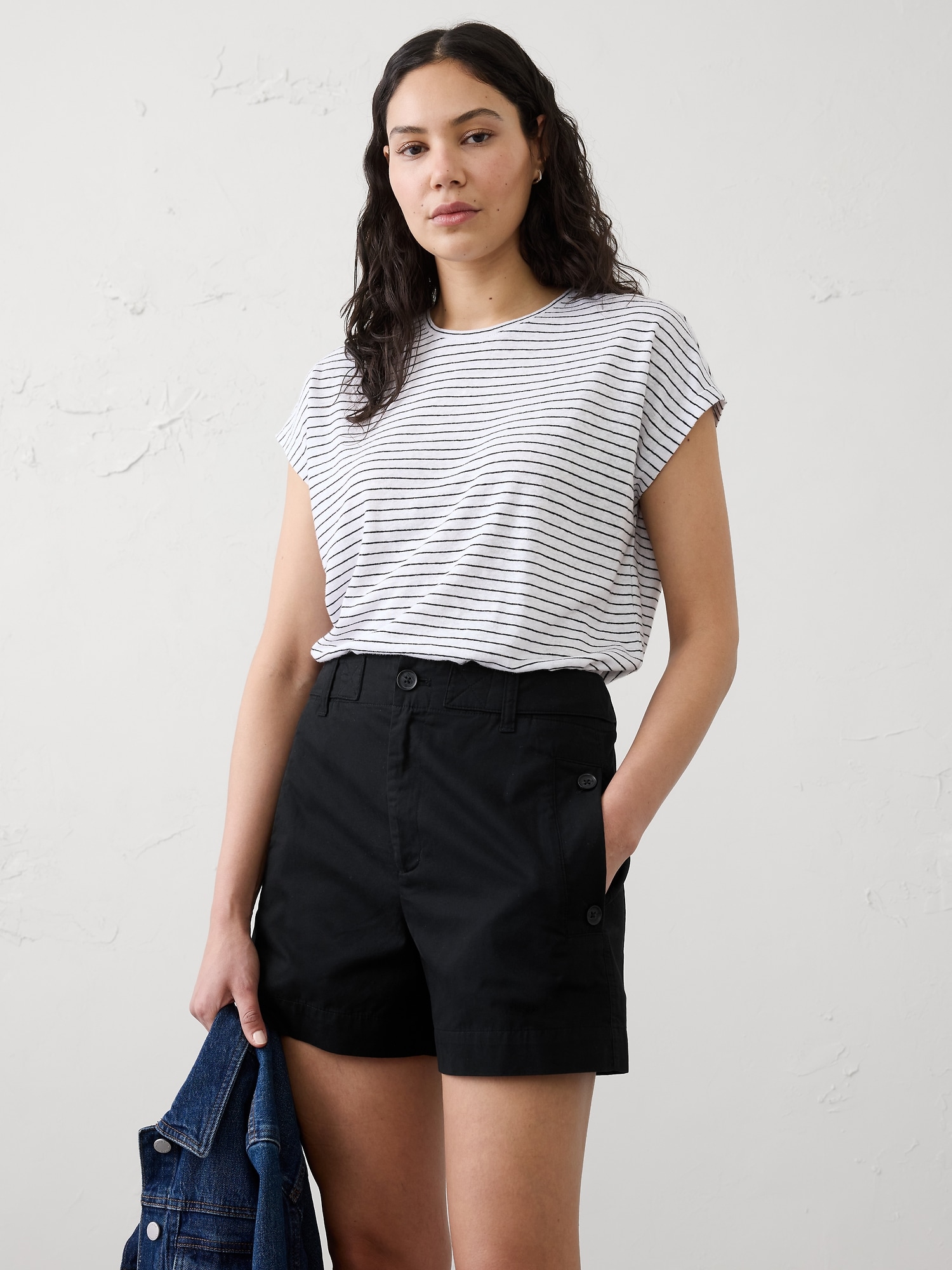 High-Rise Twill Utility Short