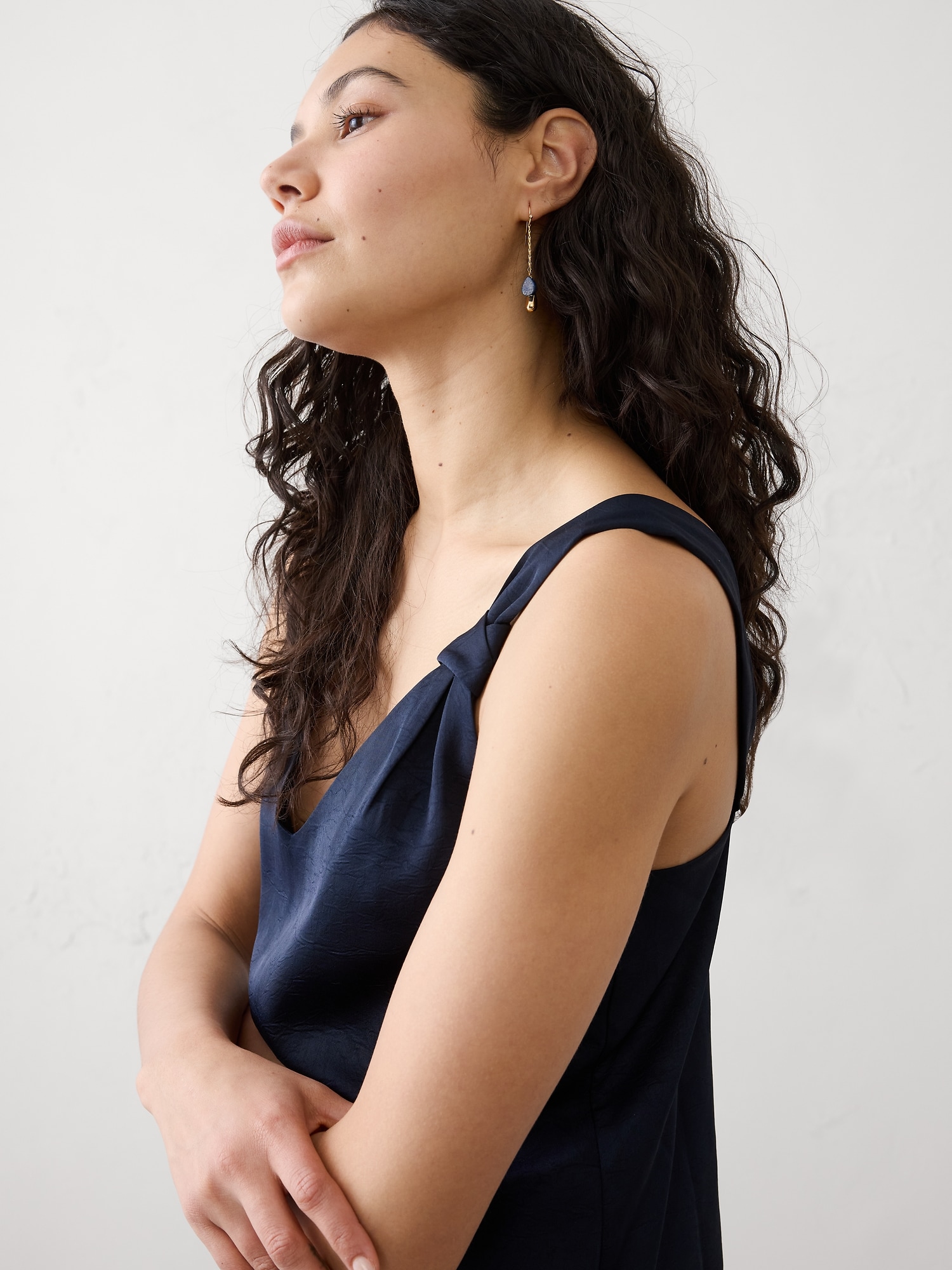 Image number 2 showing, Layered Lapis Bean Delicate Drop Earrings