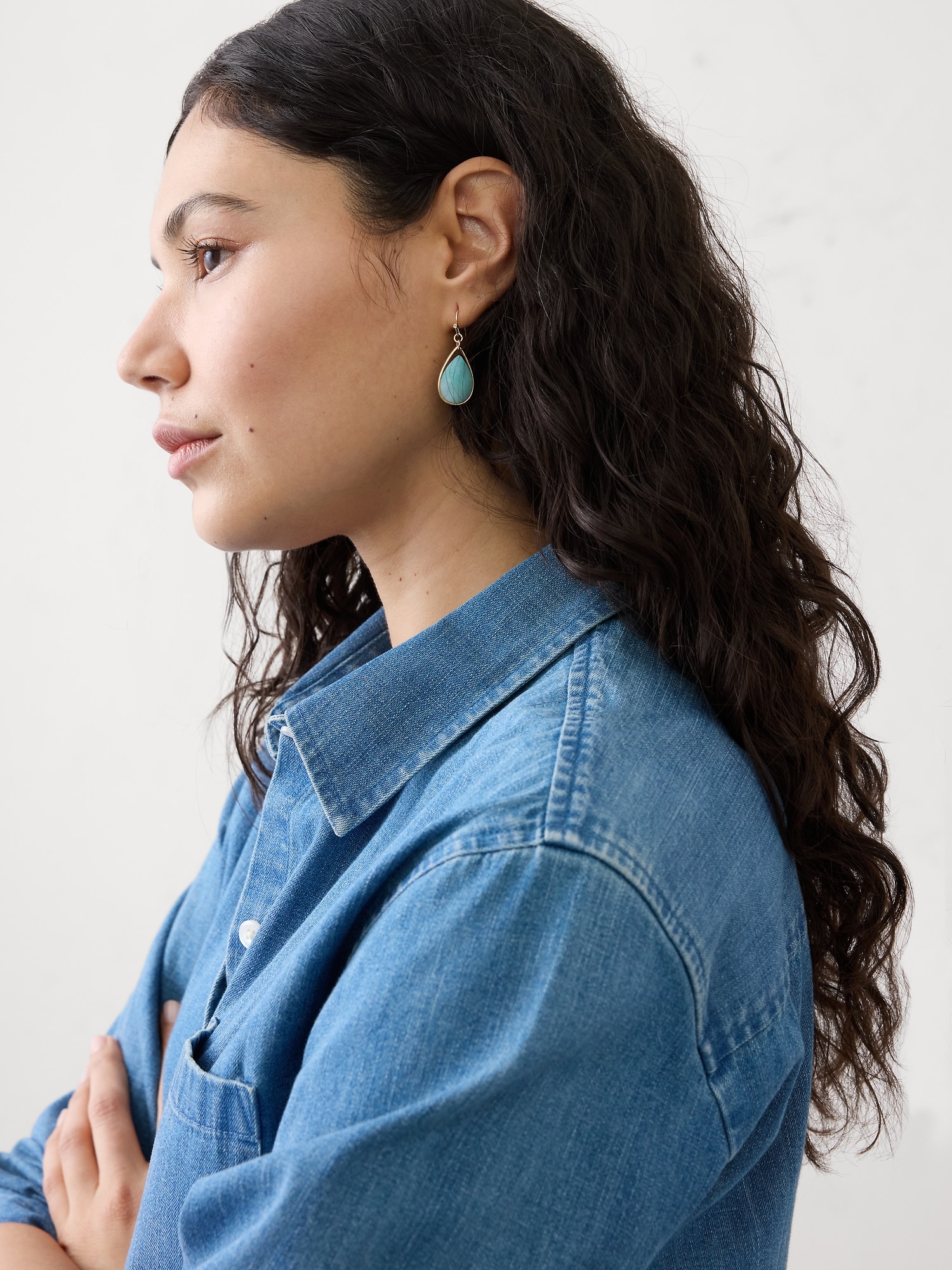Image number 2 showing, Teardrop Faceted Stone Drop Earrings