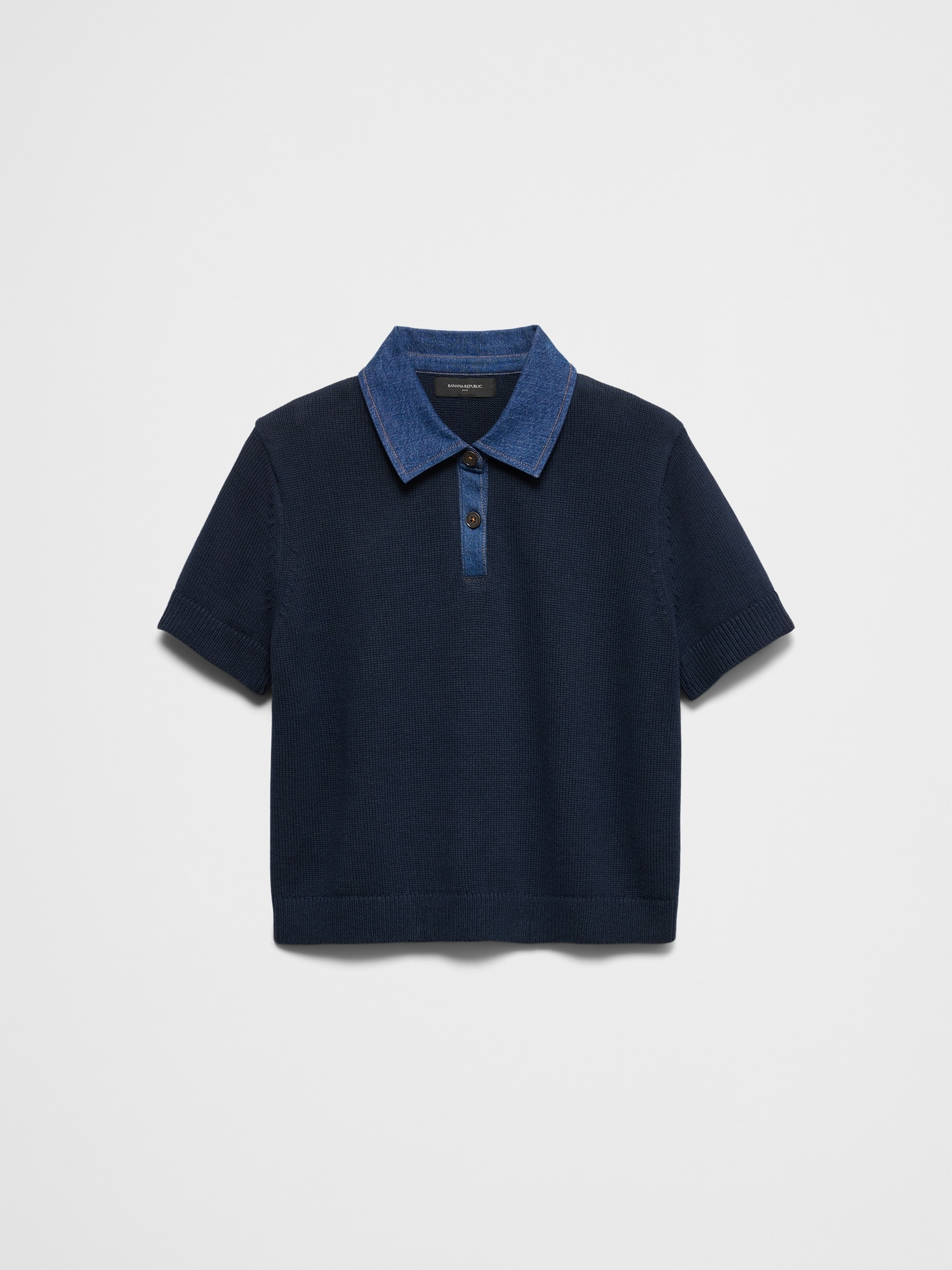 Image number 4 showing, Denim Collar Sweater Polo