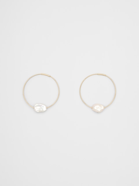 Pearl Wire Hoop Earrings