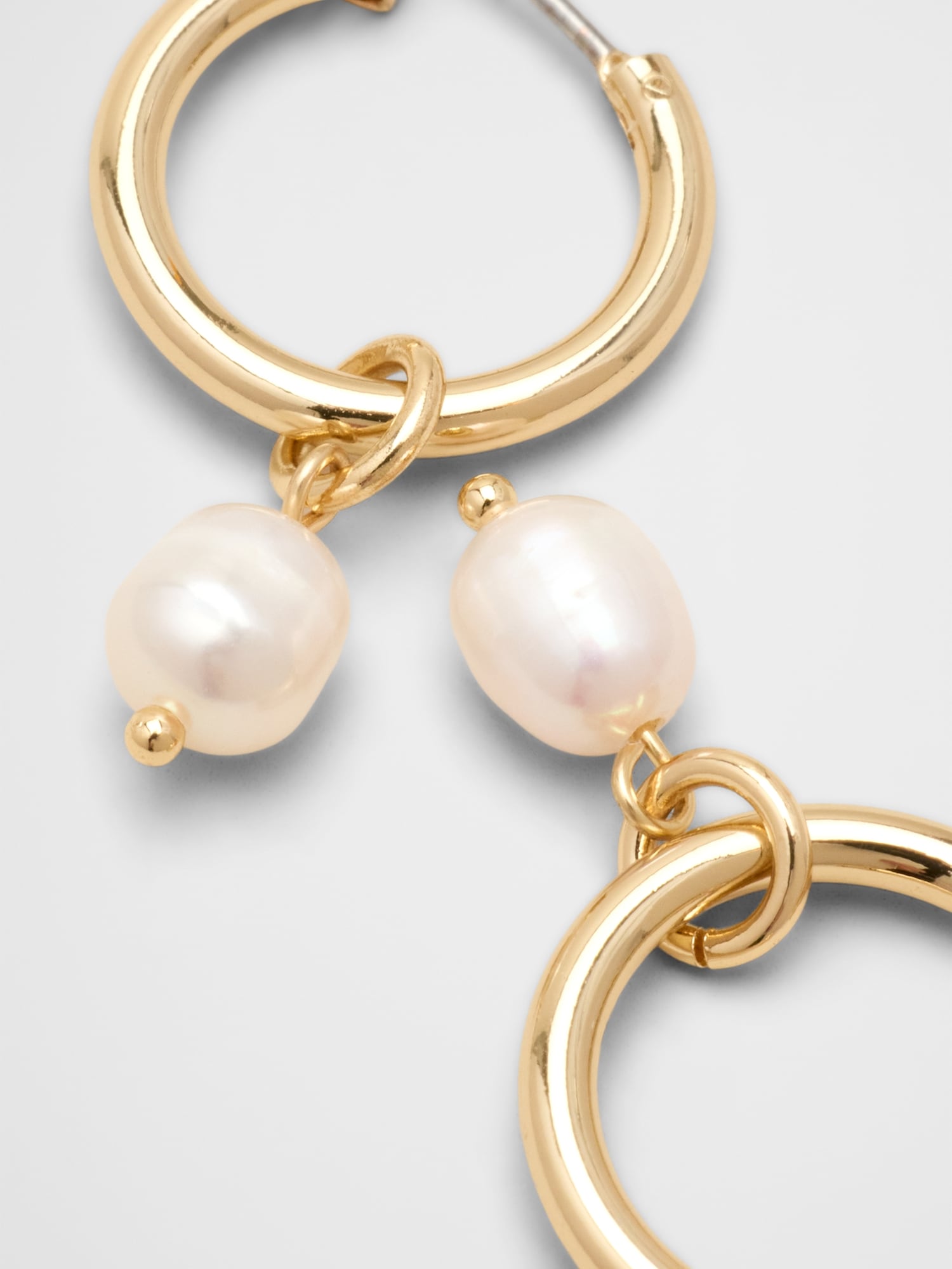 Image number 2 showing, Mini Hoop Pearl Drop Earrings