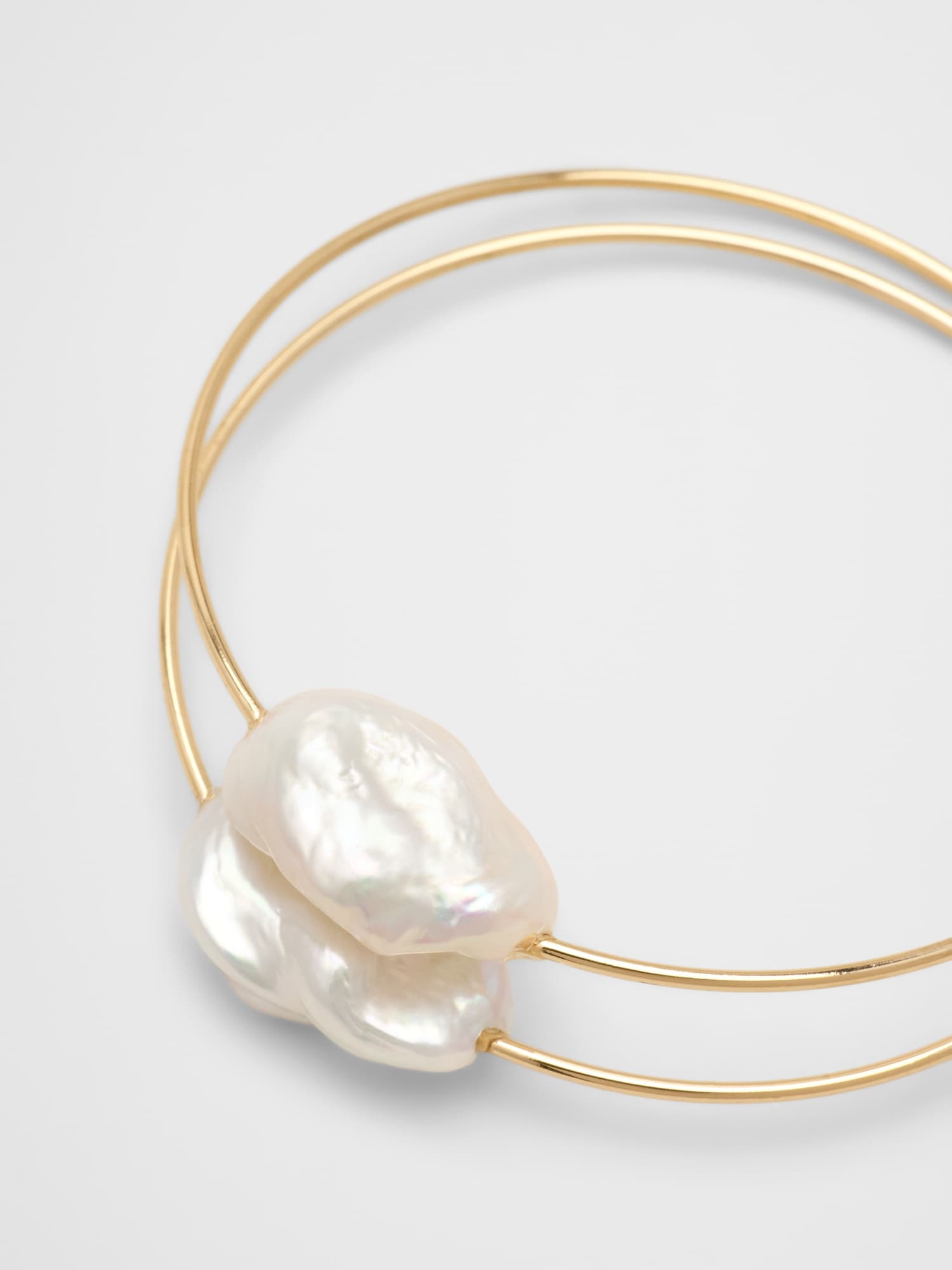 Image number 2 showing, Pearl Wire Hoop Earrings