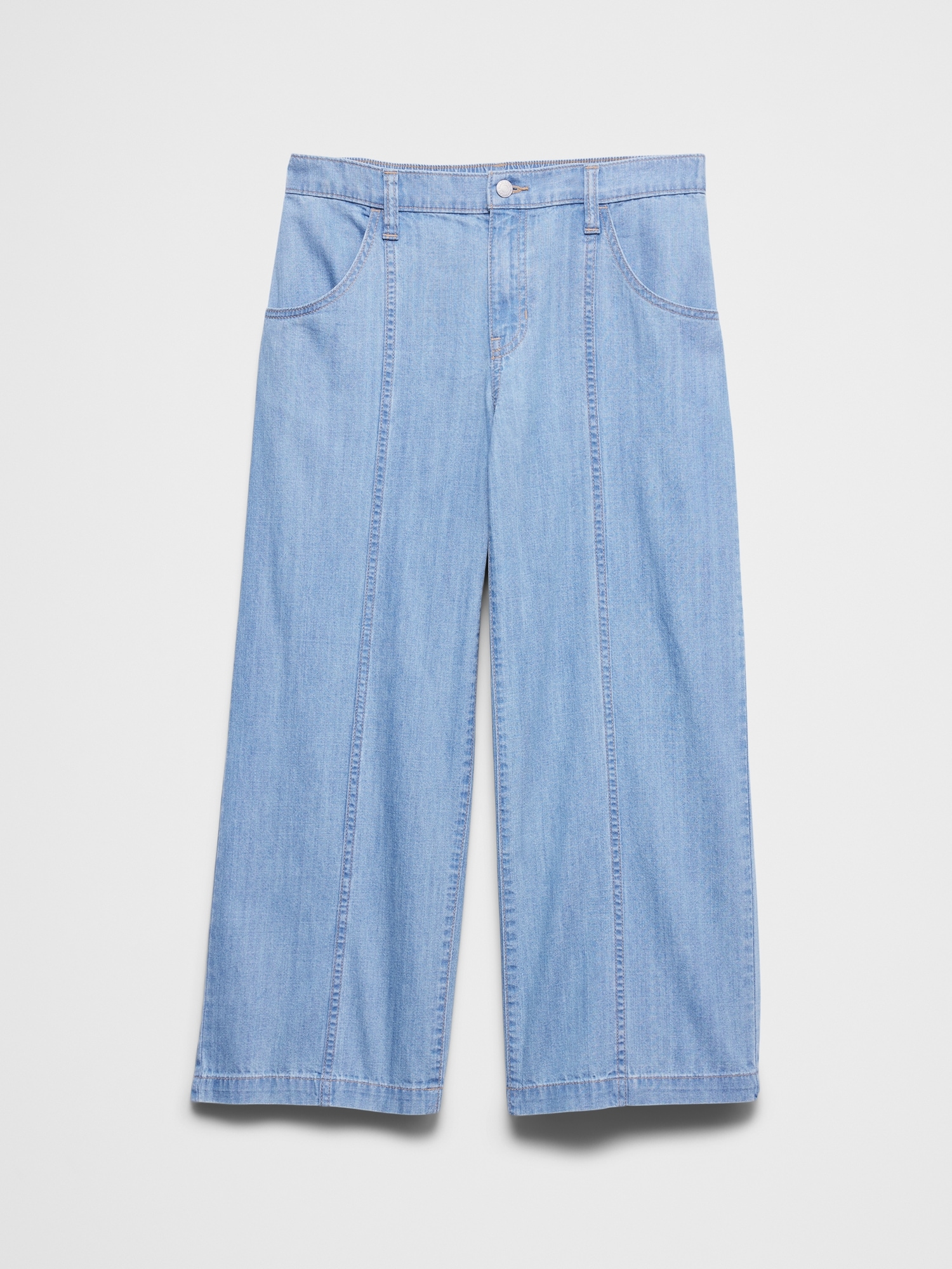 Image number 4 showing, Wide-Leg Mid-Rise Summer Weight Cropped Jean