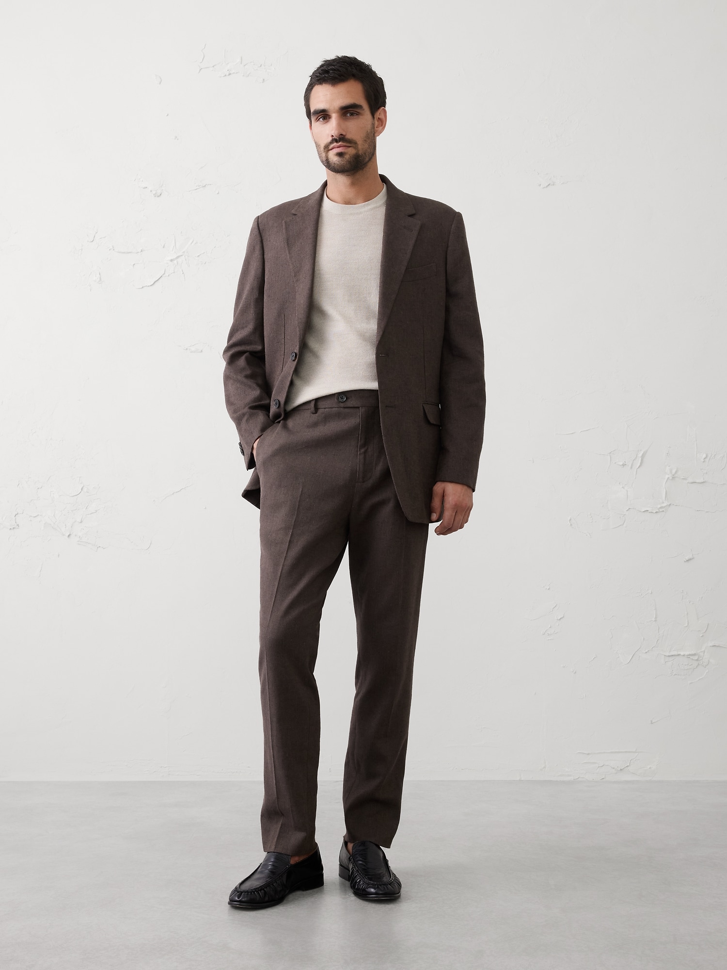 Image number 1 showing, Linen-Blend Herringbone Suit Trouser