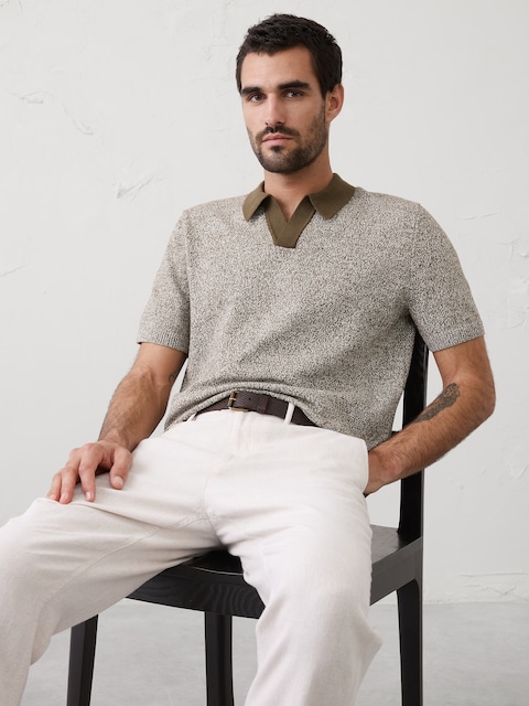 Johnny Collar Marled Sweater Polo