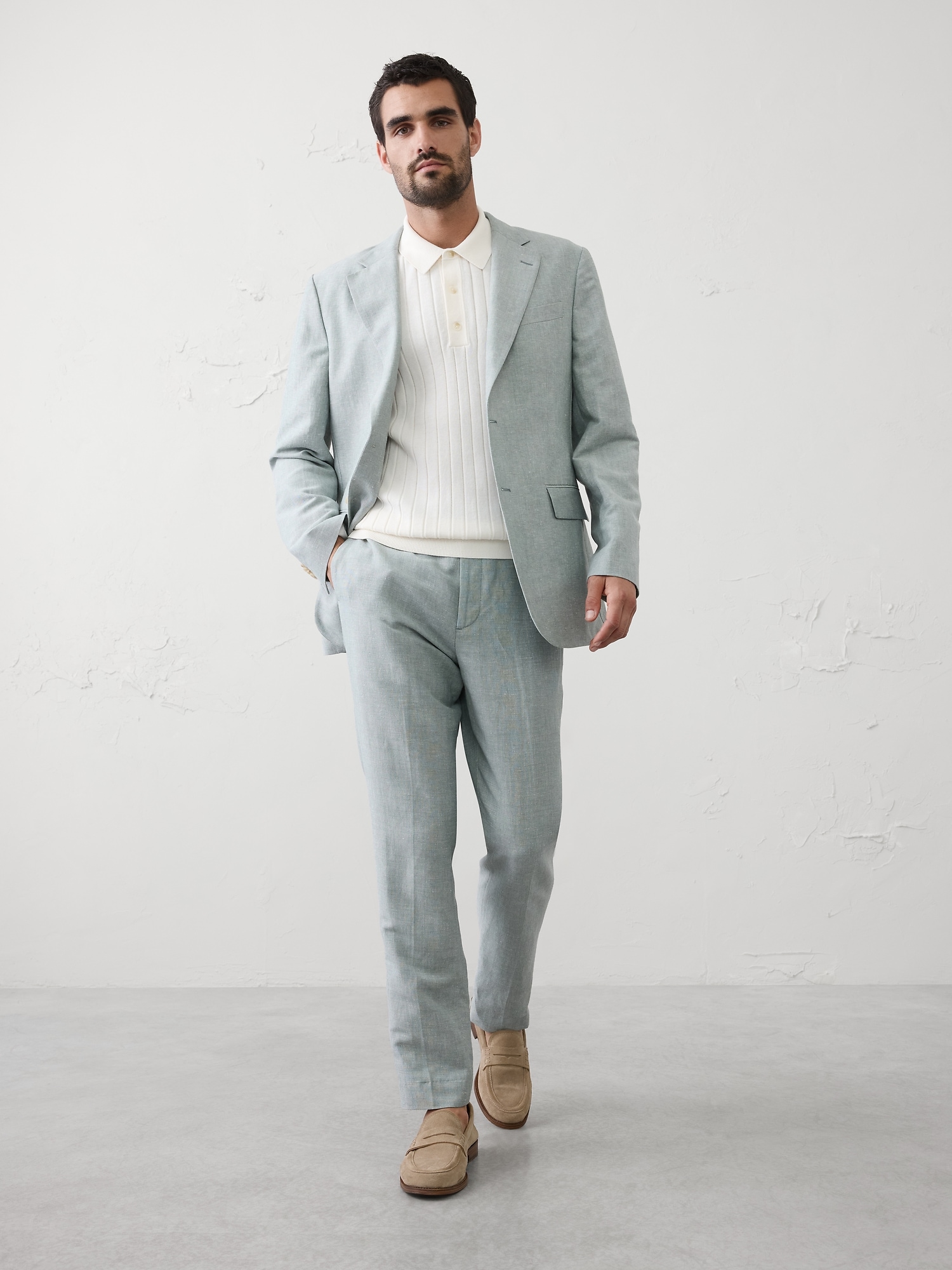Image number 1 showing, Linen-Blend Mineral Suit Trouser
