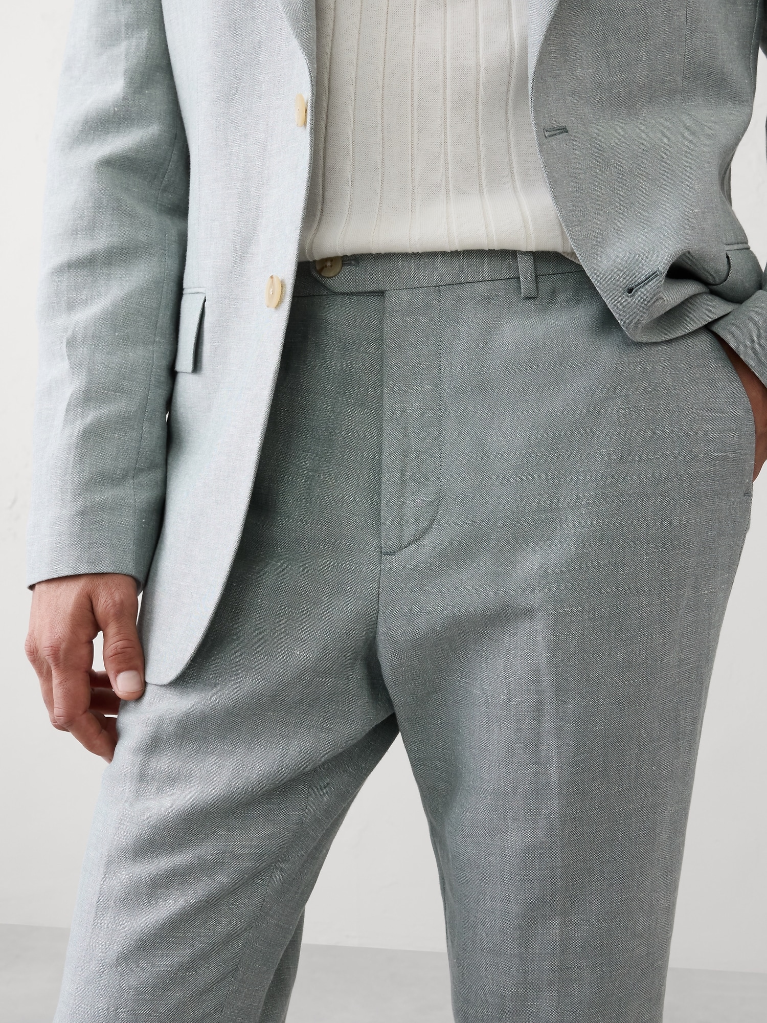 Image number 3 showing, Linen-Blend Mineral Suit Trouser