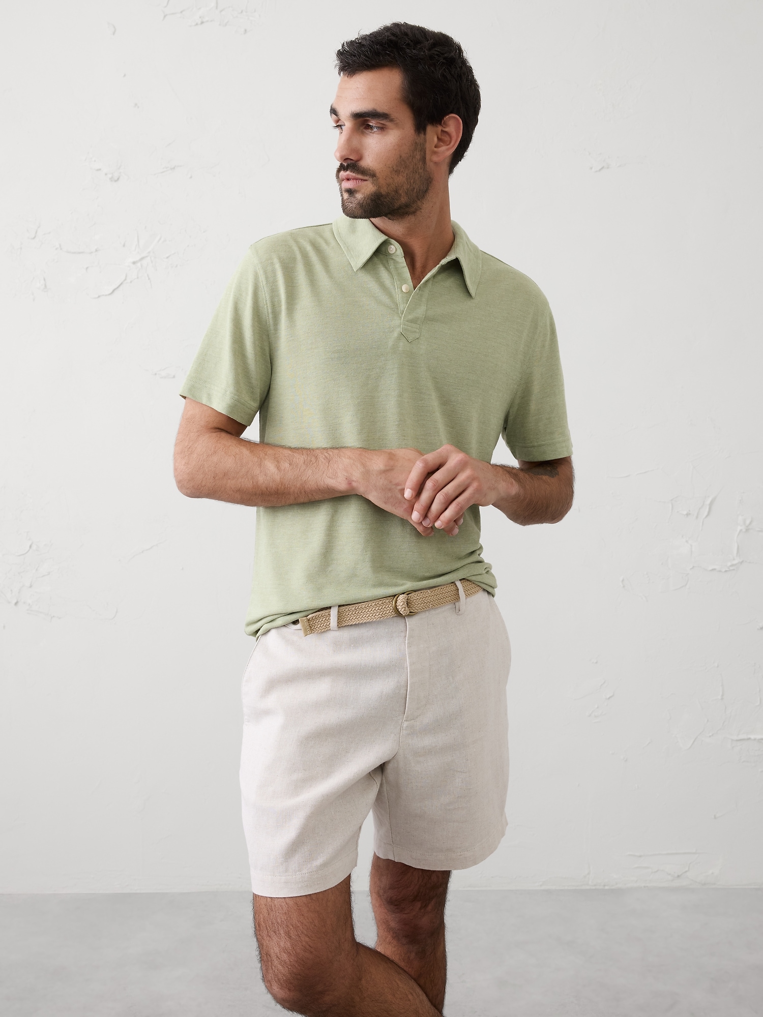 Image number 1 showing, Slim-Fit Linen-Blend Polo