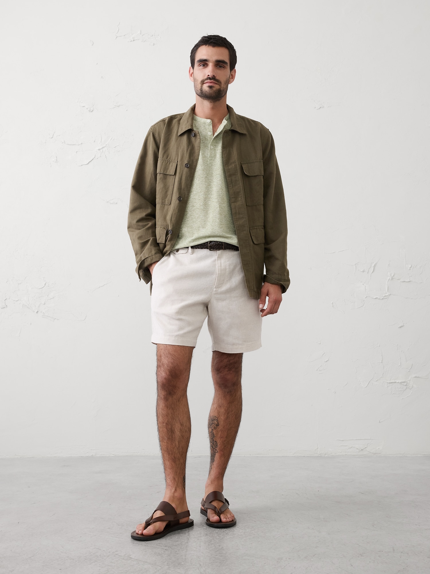 Image number 3 showing, Standard-Fit Linen-Blend Henley