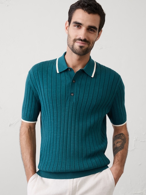 Wide-Ribbed Sweater Polo