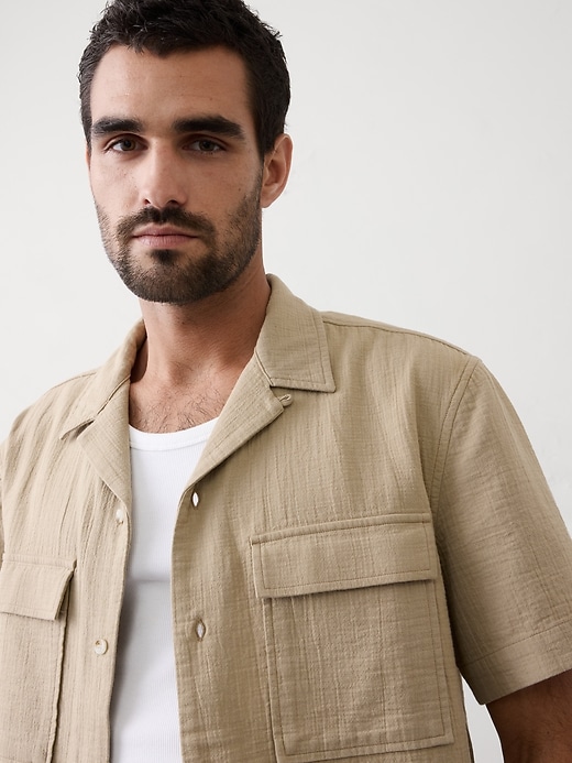 Standard-Fit Double Weave Resort Shirt | Banana Republic Factory