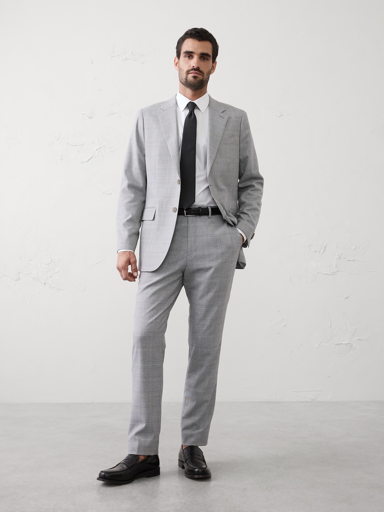 Tailored-Fit Glen Plaid Suit Trouser