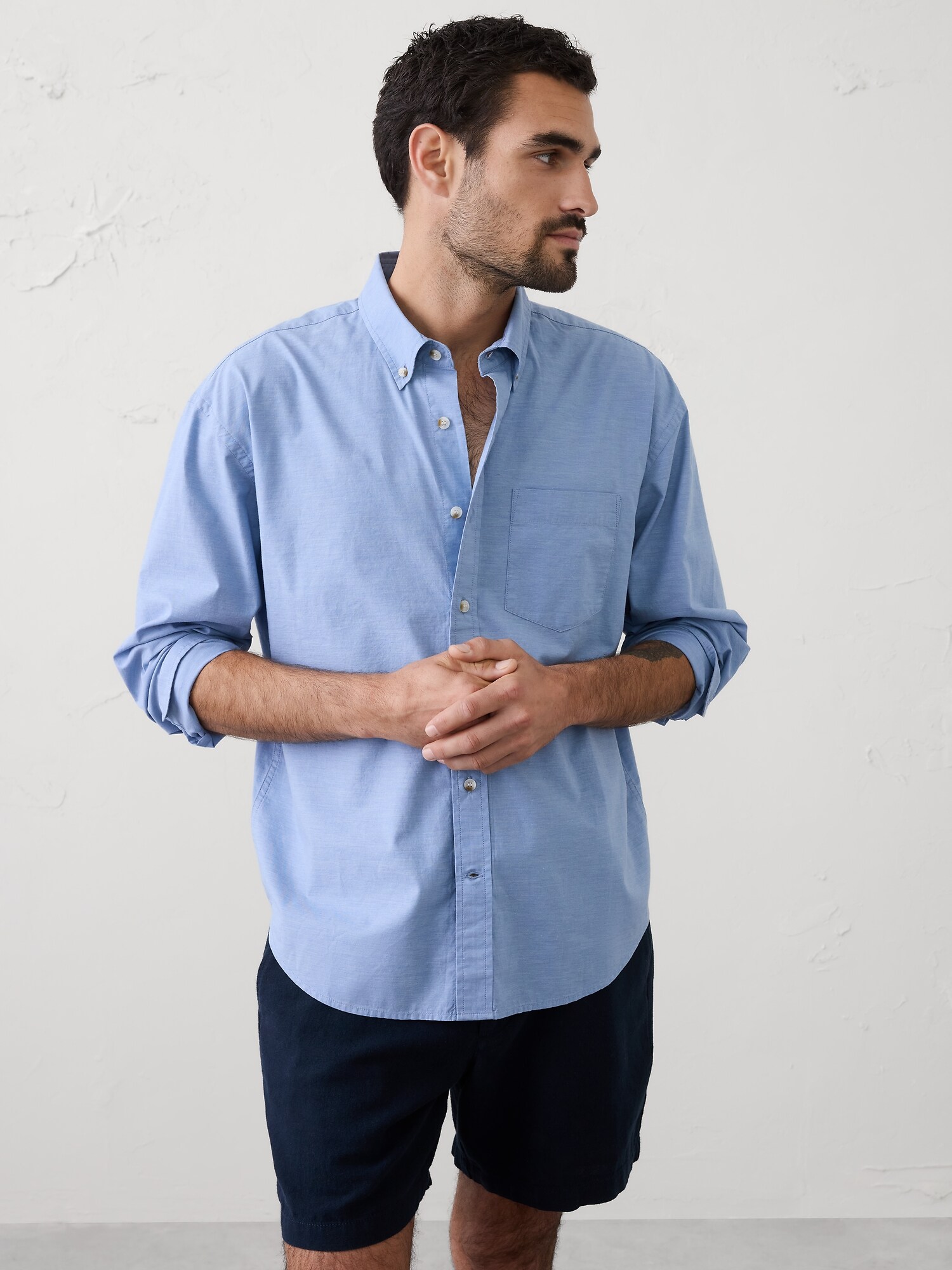 Image number 1 showing, Relaxed-Fit Softwash Cotton Shirt
