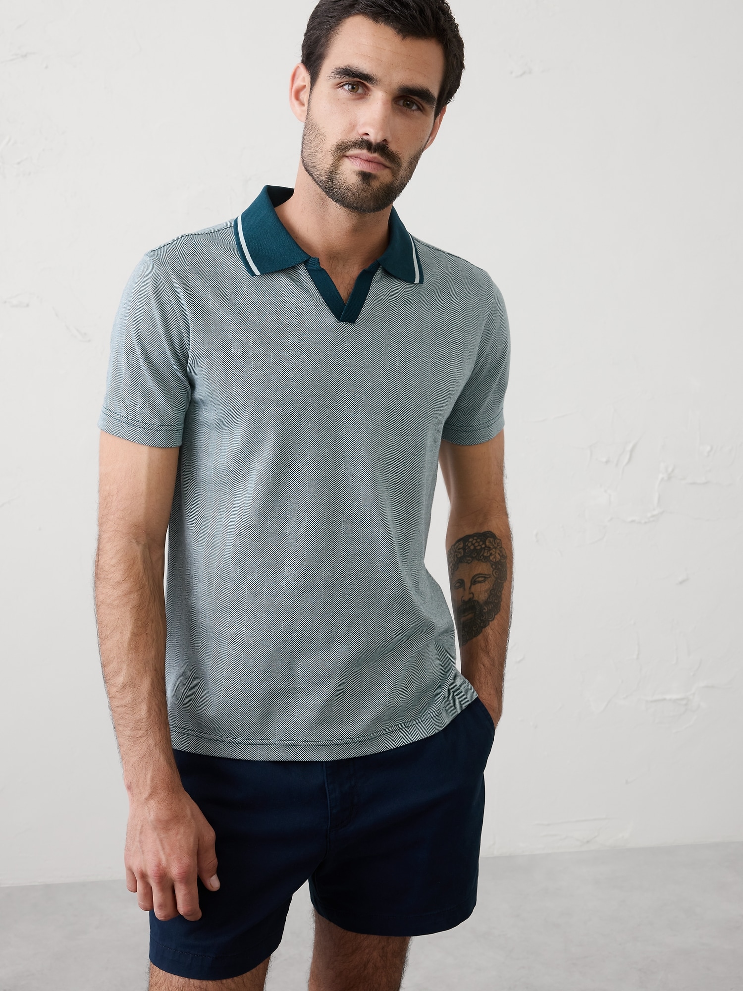 Image number 1 showing, Slim-Fit Luxe Touch Johnny-Collar Polo