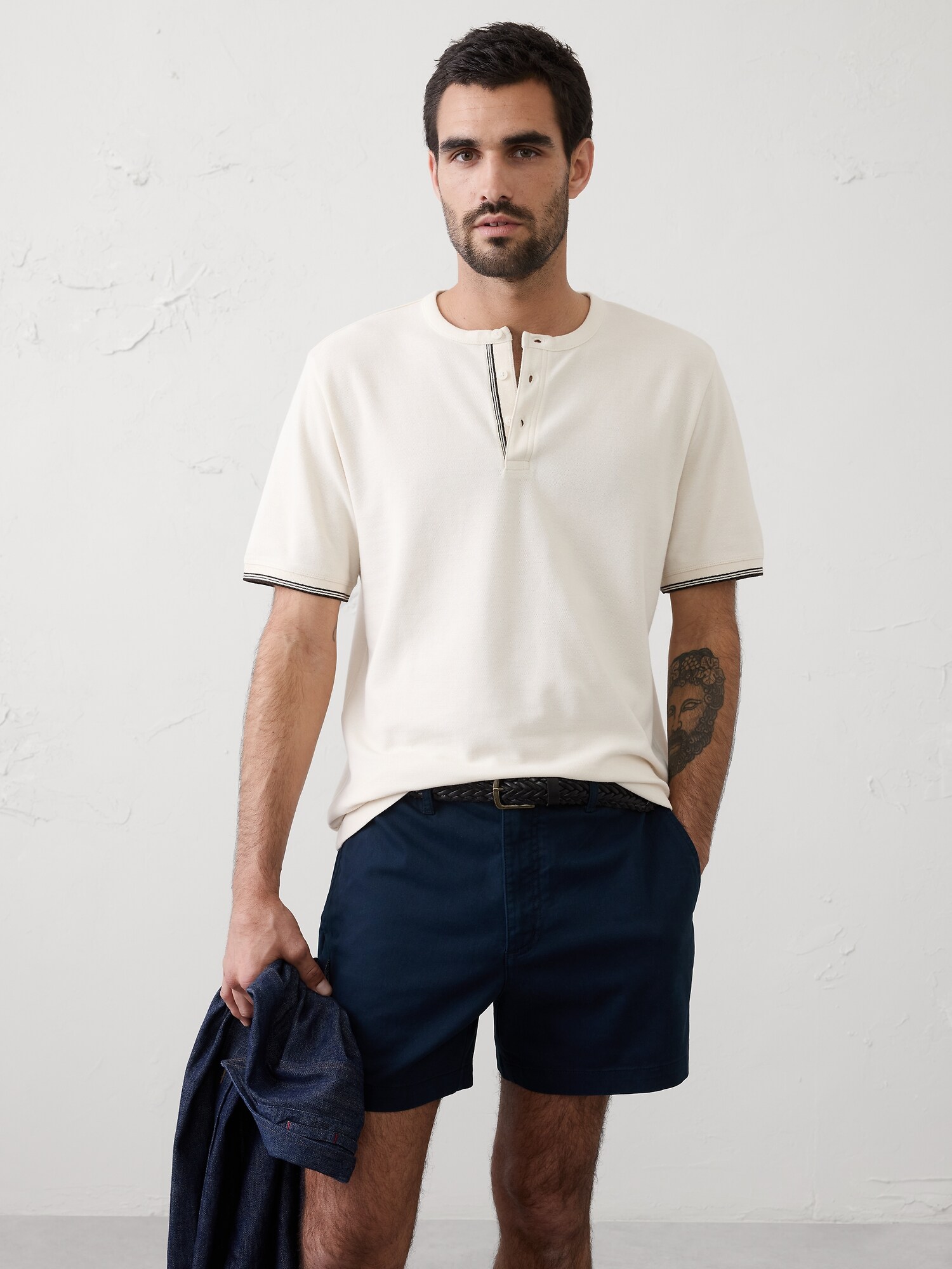 Image number 1 showing, Standard-Fit Textured Tipped Henley
