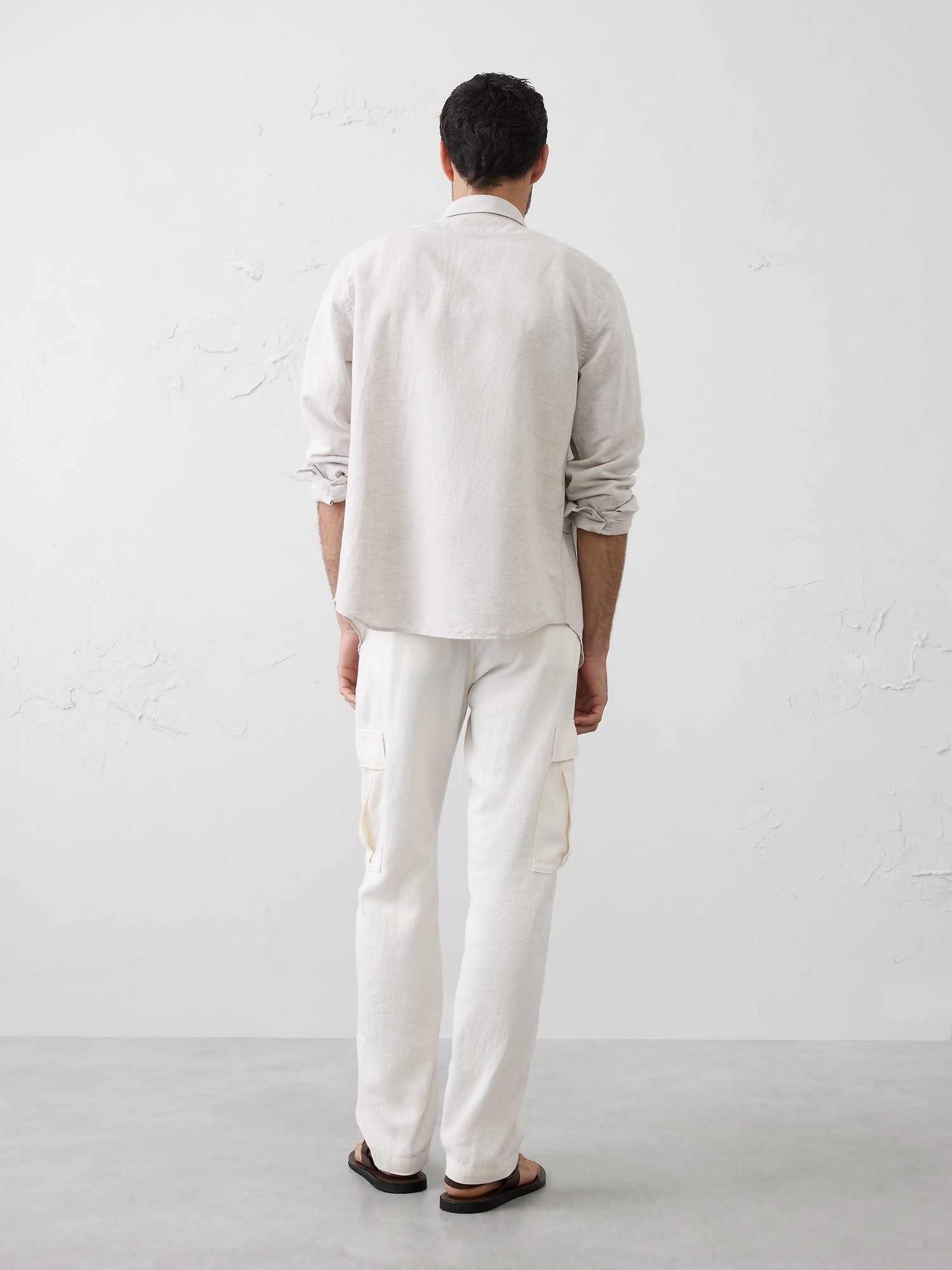 Image number 2 showing, Slim-Straight Linen-Blend Cargos