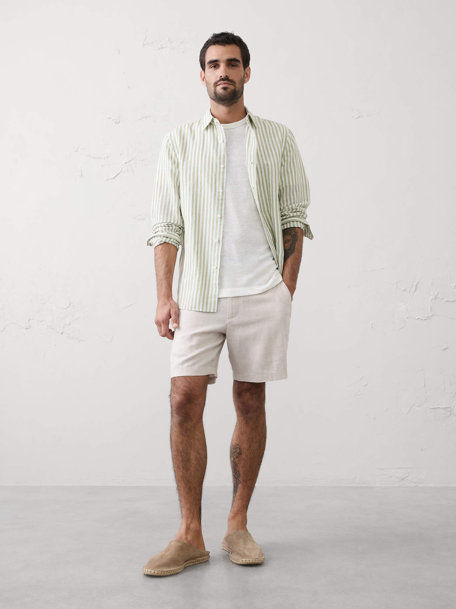 Image number 1 showing, Slim-Fit Linen-Blend Shirt