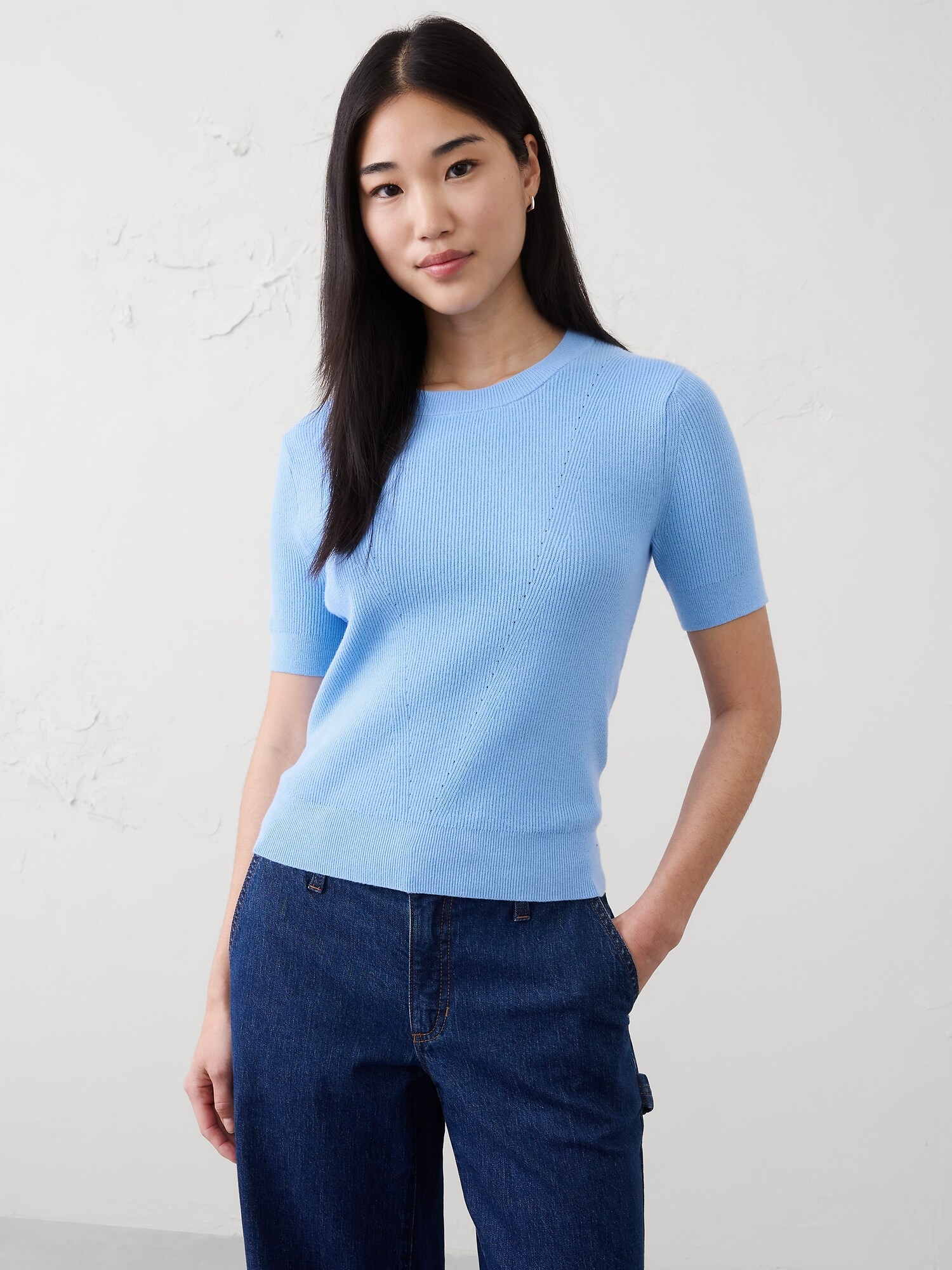 Image number 1 showing, Textured Sweater T-Shirt