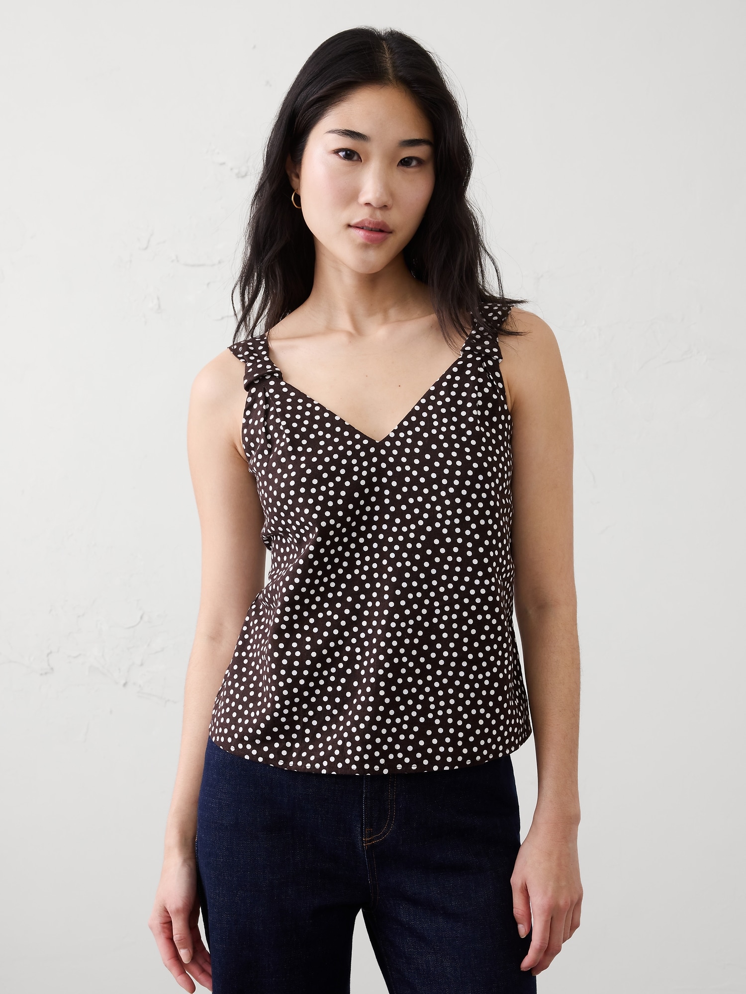 Image number 1 showing, Linen-Blend Knotted Top