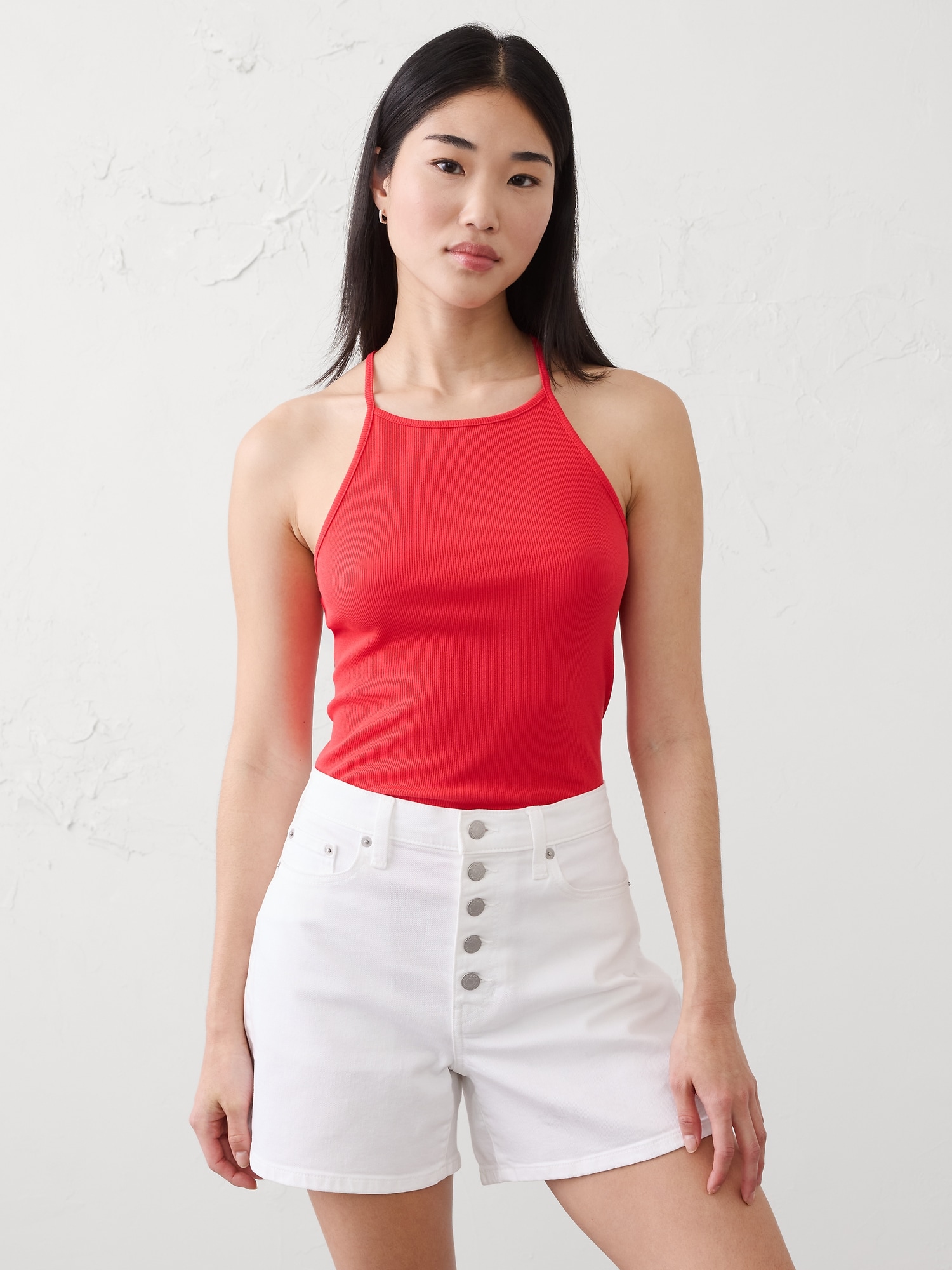 Image number 1 showing, Ribbed Strappy Racer-Back Top