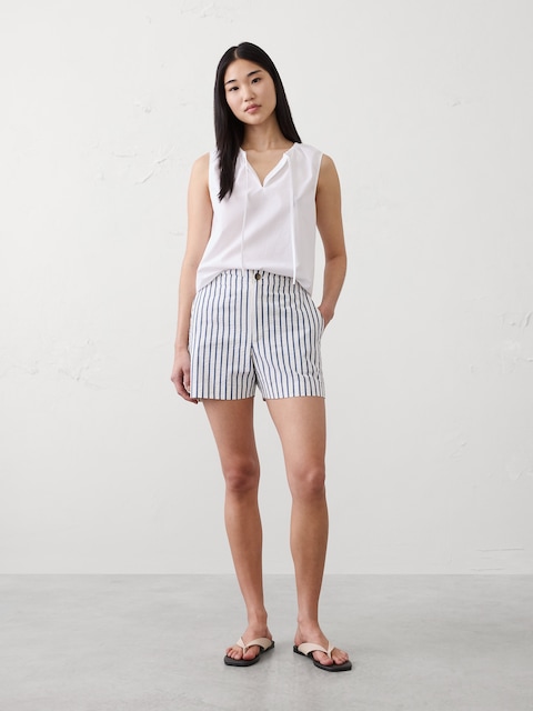 High-Rise Seersucker Short